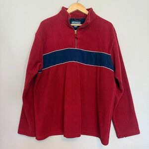 VTG 90s Y2K Old College Inn Mens XXL Red Fleece Quarter Zip Pullover Navy